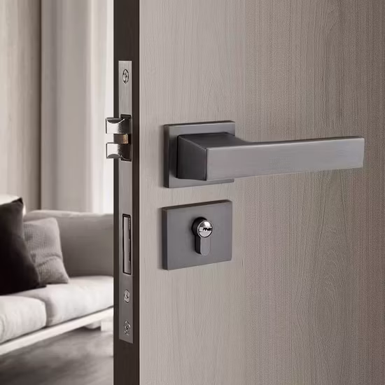 Square Aluminum Metal Brushed Door Lock Handle on Rosstte